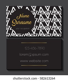 Vector Business card Design Template with Ornamental geometric pattern.