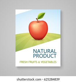 Vector Business Card for Farm Company with Harvest of Fruits and Vegetables. Scenic Nature Landscape of Farmland.