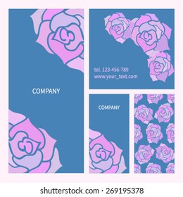 vector business card with flower