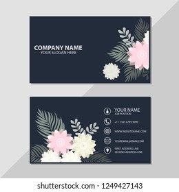 Vector business card flower pattern design template