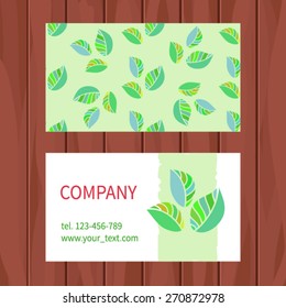 vector business card with foliage