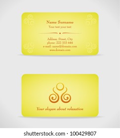 Vector business card, front and back side. Suitable for wellness, massage, spa, meditation therapy etc.