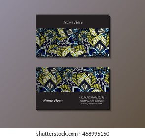 Vector business card. Front page and back page.