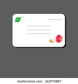 vector business card, greeting, frame, apple, vector template