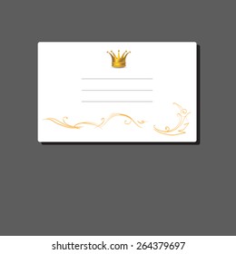 vector business card, greeting, frame, vintage, crown, vector template