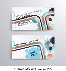 Vector business card with halftone rainbow