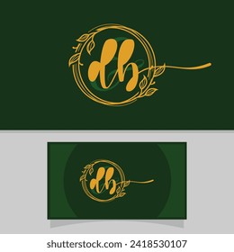 Vector vector business card hand drawn calligraphic floral letter d and b