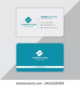 Vector Business Card Horizontal Double Side with Round Corner