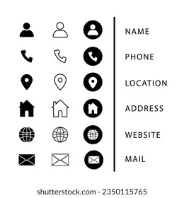 Vector business card icon information collection