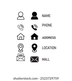 Vector business card icon information collection