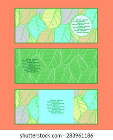 vector business card with the image of the spring leaves