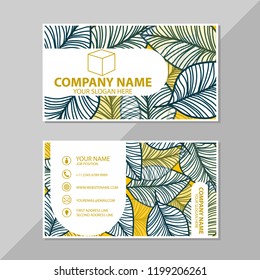 Vector business card leaves pattern design template