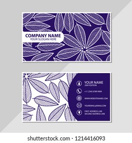 Vector business card leaves pattern design template