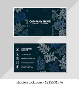 Vector business card leaves pattern design template