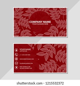 Vector business card leaves pattern design template