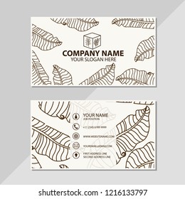 Vector business card leaves pattern design template