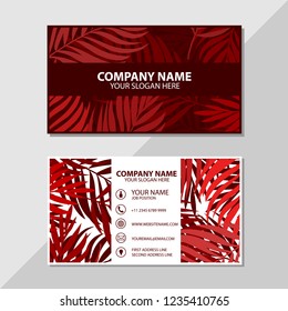 Vector business card leaves pattern design template