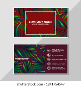 Vector business card leaves pattern design template