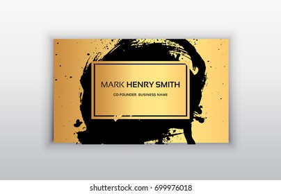 Vector business card. Luxury business card design.Vector Modern Creative and Clean Business Card Template. Gold Brush.