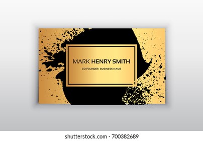 Vector business card. Luxury business card design.Vector Modern Creative and Clean Business Card Template. Gold brush.