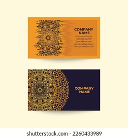 Vector business card with a mandala.Business card design with decorative element.
