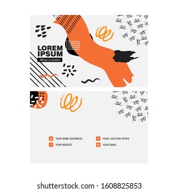 Vector Business Card with Memphis graphic and hipster elements.