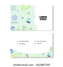 Vector Business Card with Memphis graphic and hipster elements.