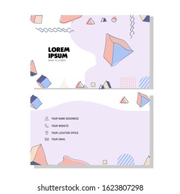 Vector Business Card with Memphis graphic and hipster elements.