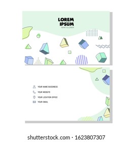 Vector Business Card with Memphis graphic and hipster elements.
