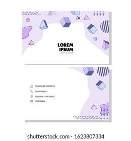 Vector Business Card with Memphis graphic and hipster elements.