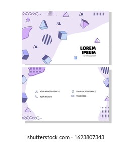 Vector Business Card with Memphis graphic and hipster elements.