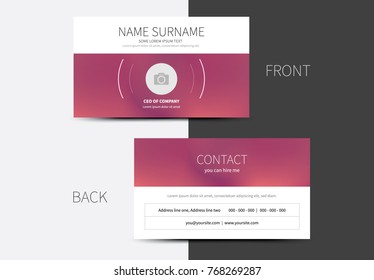 Vector business card with modern gradient and place for profile photo