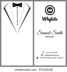 Vector business card on white tuxado with format eps10.