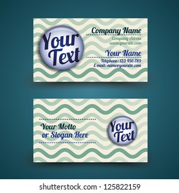 Vector business card with pin and wave background - front and back site
