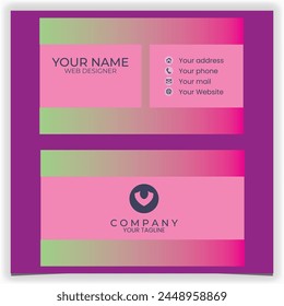 Tarjeta de visita de Vector con Plantilla de diseño plano rosa