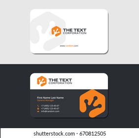 vector business card with an salamander trace in orange hexagon