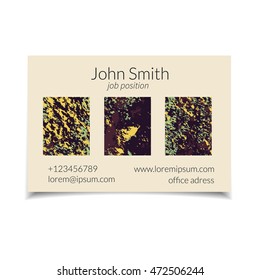 Vector business card set with abstract textured design. Soil texture. Isolated.