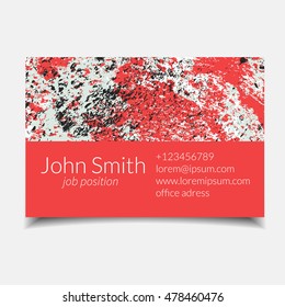 Vector business card set with abstract textured design. Red ecology abstract design. Isolated.
