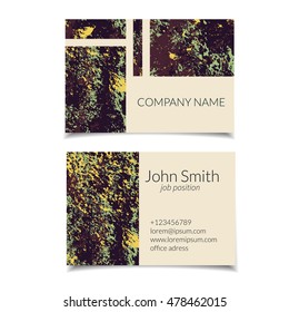 Vector business card set with abstract textured design. Soil texture. Isolated.