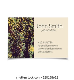 Vector business card set with abstract textured design. Soil texture. Isolated.
