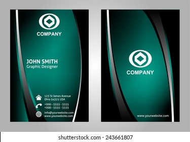 Vector business card set, vertical design 