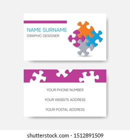 Vector business card template abstract puzzle pieces design