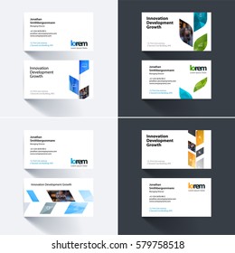 Vector business card template with colourful abstract plant, triangles for business, industry, eco, finance. Simple and clean design. Creative corporate identity layout set with effects.