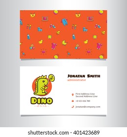 Vector business card template with cute dino logo