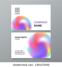 Vector business card template design abstract colorful fluid gradient template