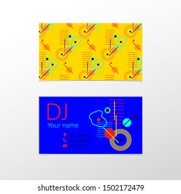 Vector business card template for DJ.
