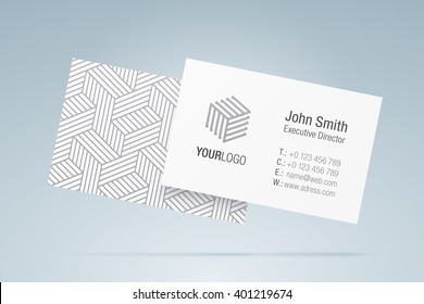 Vector business card template. Elegant business card, with generic company logo, contact information and patterned back side.