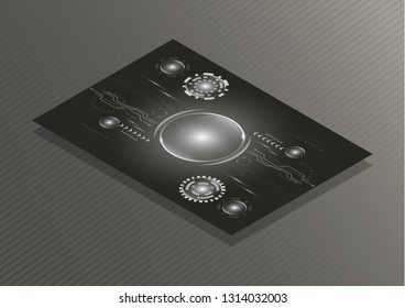 Vector business card template, flyer with technological background for business technical presentations. Creative corporate identity layout with effects. - Vector graphics