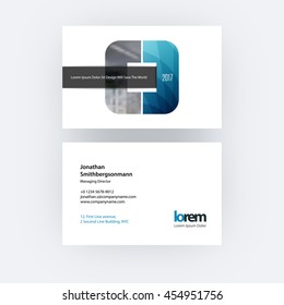 Vector business card template with geometric shape and overlap effect for business books with industrial and science concept. Simple and clean design. Creative corporate identity layout.