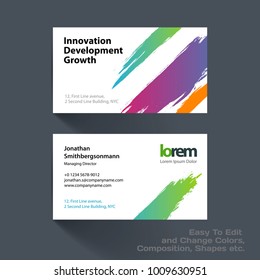 Vector business card template with with grunge colourful stroke